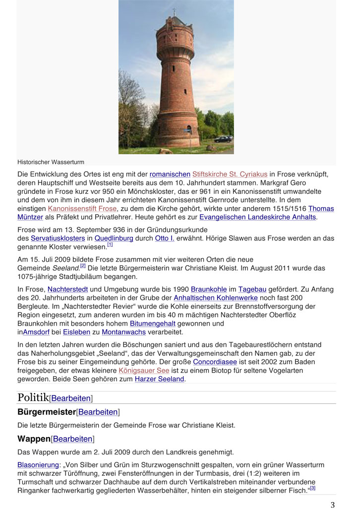 Немецкоязычная страница о Фрозе на Википедии. Лист 3.